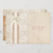 Rustieke roos en kant trouw-RSVP Kaart (Voorkant / Achterkant)