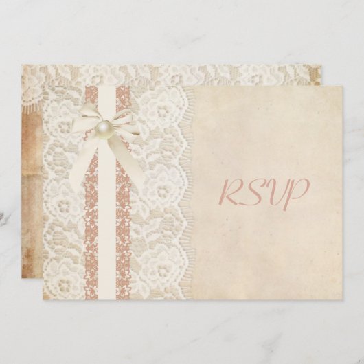Rustieke roos en kant trouw-RSVP Kaart (Voorkant / Achterkant)