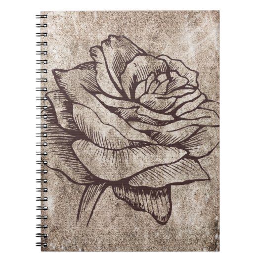 Rustieke roos inkt tekening notitieboek (Voorkant)