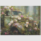 Rustieke Roos Klimplant Vrachtwagen Decoupage Tissuepapier (Voorkant)