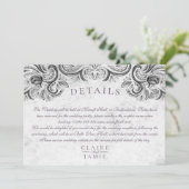 Rustieke Roos uitnodiging suite zwart-wit, (Staand voorkant)