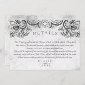 Rustieke Roos uitnodiging suite zwart-wit, (Voorkant / Achterkant)