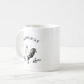 Rustieke Rooster gepersonaliseerd zwart en wit Koffiemok (Voorkant links)