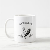 Rustieke Rooster gepersonaliseerd zwart en wit Koffiemok (Links)