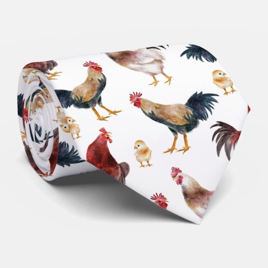 Rustieke Rooster Pattern Stropdas (Opgerold)