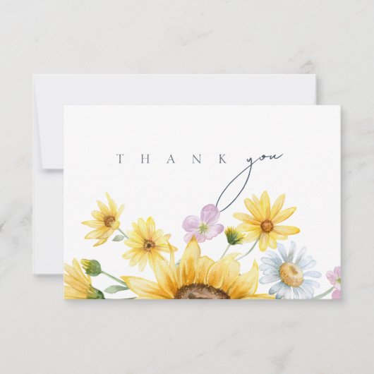 Rustieke Royal Blue Opulence Zonnebloemen Bruiloft Bedankkaart (Voorkant)