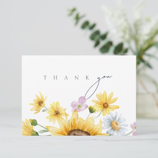 Rustieke Royal Blue Opulence Zonnebloemen Bruiloft Bedankkaart (Staand voorkant)