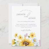 Rustieke Royal Blue Opulence Zonnebloemen Bruiloft Kaart (Voorkant)