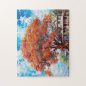 Rustieke Royal Poinciana Tree in Bloom Waterverf Legpuzzel (Verticaal)
