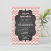 Rustieke Roze Baby Sprinkle Uitnodiging, meisje ba Kaart (Staand voorkant)