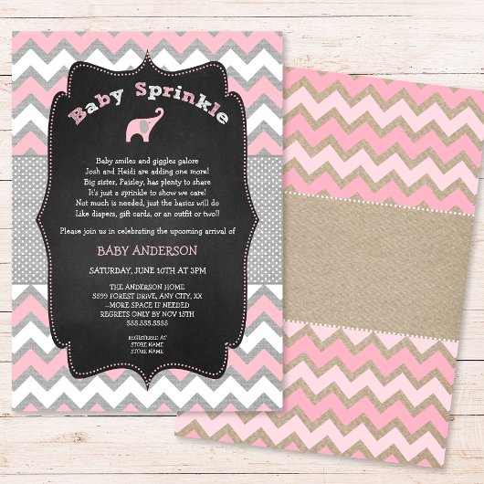Rustieke Roze Baby Sprinkle Uitnodiging, meisje ba Kaart