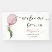 Rustieke Roze Balloon Baby shower Welkomstbanner Spandoek (Horizontaal)