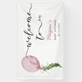 Rustieke Roze Balloon Baby shower Welkomstbanner Spandoek (Verticaal)