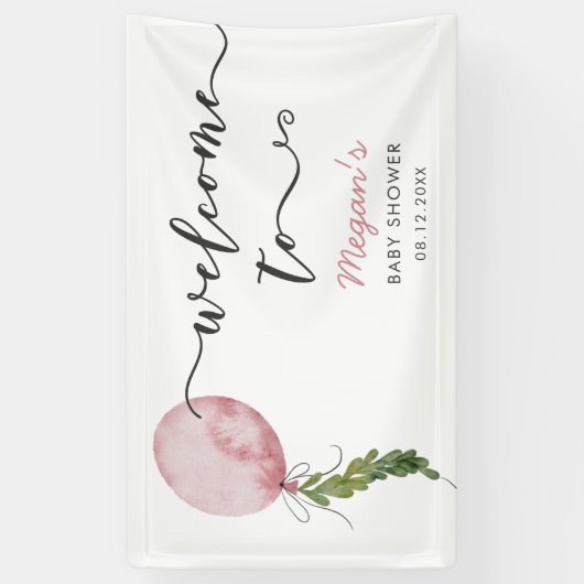 Rustieke Roze Balloon Baby shower Welkomstbanner Spandoek (Verticaal)