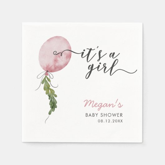 Rustieke Roze Balloon Boy Baby shower servetten (Voorkant)