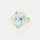 Rustieke roze blauwe bloemige stippel servetten (Hoek)