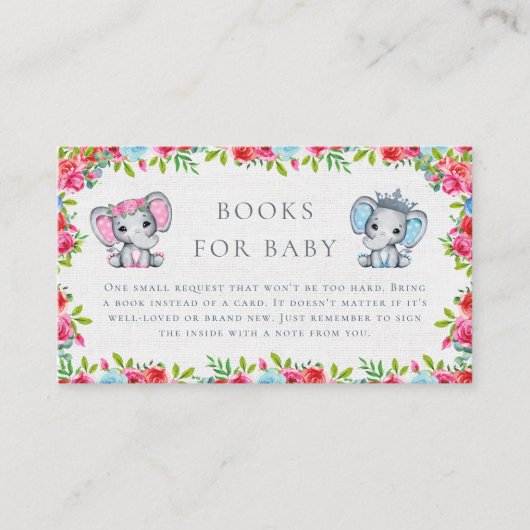 Rustieke roze & Blauwe olifant Rozen Boeken voor B Informatiekaartje (Voorkant)