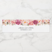 Rustieke Roze Bloem Bruiloft Water Fles Labels Waterfles Etiket (Enkel label)