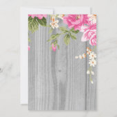 Rustieke Roze Bloem Hout Baby shower Invitation Kaart (Achterkant)