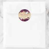 Rustieke Roze Bloem Vlinder    Ronde Sticker (Tas)