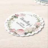 Rustieke Roze Bloemen 80e Verjaardag Kartonnen Onderzetters (Gekanteld)