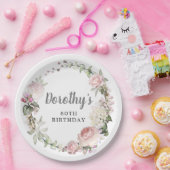 Rustieke Roze Bloemen 80e Verjaardag Papieren Bordje (Feest)