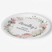 Rustieke Roze Bloemen 80e Verjaardag Papieren Bordje (Gekanteld)