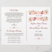 Rustieke Roze Bloemen Bloemen Lijst Trouwprogramma (Voorkant)