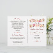 Rustieke Roze Bloemen Bloemen Lijst Trouwprogramma (Staand voorkant)