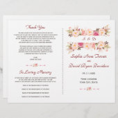 Rustieke Roze Bloemen Bloemen Lijst Trouwprogramma (Voorkant / Achterkant)