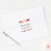Rustieke Roze Bloemen Bruiloft Vierkante Stickers (Envelop)
