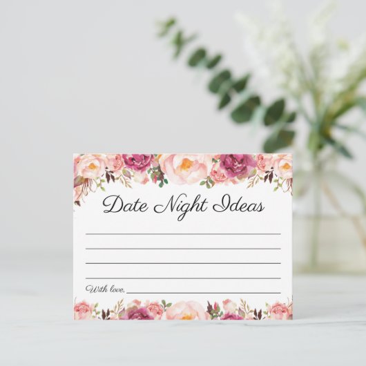 Rustieke Roze Bloemen Datum Nacht Ideeën Kaarten (Staand voorkant)
