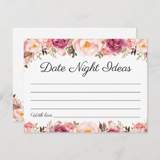 Rustieke Roze Bloemen Datum Nacht Ideeën Kaarten (Voorkant / Achterkant)