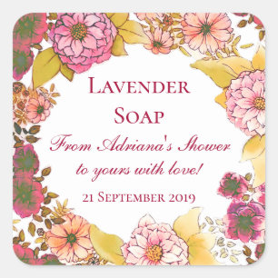 Rustieke Roze Bloemen Gift Zepen voor Vrijgezellen Vierkante Sticker