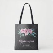 Rustieke roze bloemen krijtbord bruiloft bruidsmei tote bag (Voorkant)