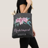 Rustieke roze bloemen krijtbord bruiloft bruidsmei tote bag (Dichtbij)