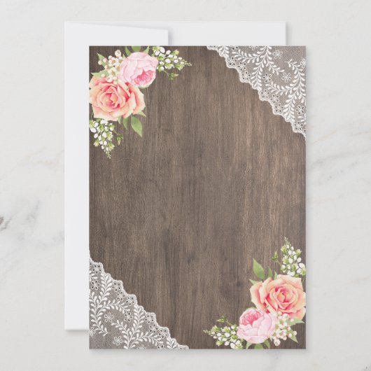 Rustieke Roze Bloemen Mason Jar Lace Vrijgezellenf Kaart (Achterkant)