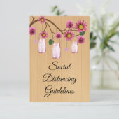 Rustieke Roze Bloemen Mason Jar Veiligheidsmaatreg Informatiekaartje (Staand voorkant)