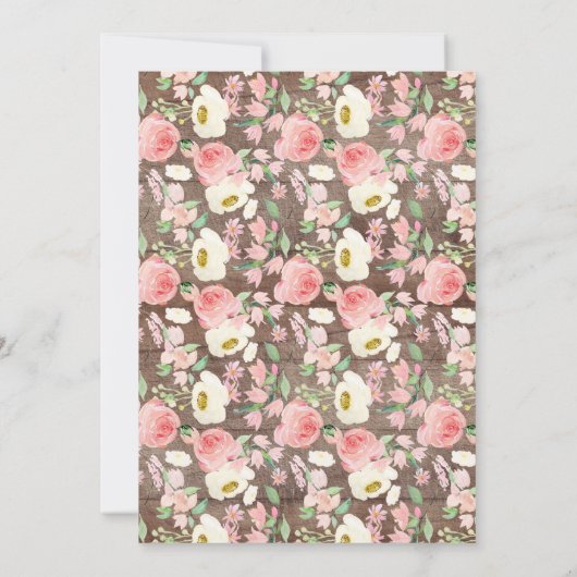 Rustieke Roze Bloemen Meisjes Doop Kaart (Achterkant)