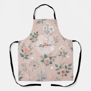 Rustieke Roze Bloemen Met Witte Bloemen En Groen Schort