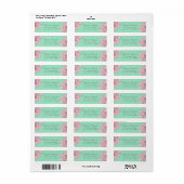 Rustieke Roze Bloemen op Mint Groene Burlap Etiket (Full Sheet)