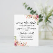 Rustieke Roze Bloemen Save the Date Briefkaarten (Staand voorkant)