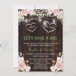 Rustieke roze bloemen slingerlichten hout I DO BBQ Kaart