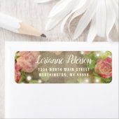 Rustieke Roze Bloemen String Lights Retouradres Etiket (Insitu)