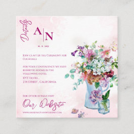  Rustieke Roze Bloemen Tuin Wedding Details Informatiekaartje