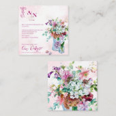  Rustieke Roze Bloemen Tuin Wedding Details Informatiekaartje (Voorkant / Achterkant)