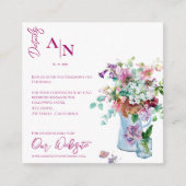 Rustieke Roze Bloemen Tuin Wedding Details Informatiekaartje (Voorkant)