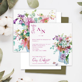  Rustieke Roze Bloemen Tuin Wedding Details Informatiekaartje