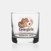  rustieke roze bloemencowgirl whisky glas (Voorkant)
