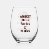 rustieke roze bloemencowgirl wijnglas zonder voet (Achterkant)